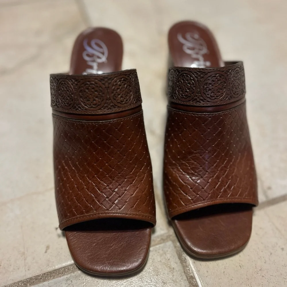 Brighton Chocolate Woven Leather Mules - Picture 4 of 5